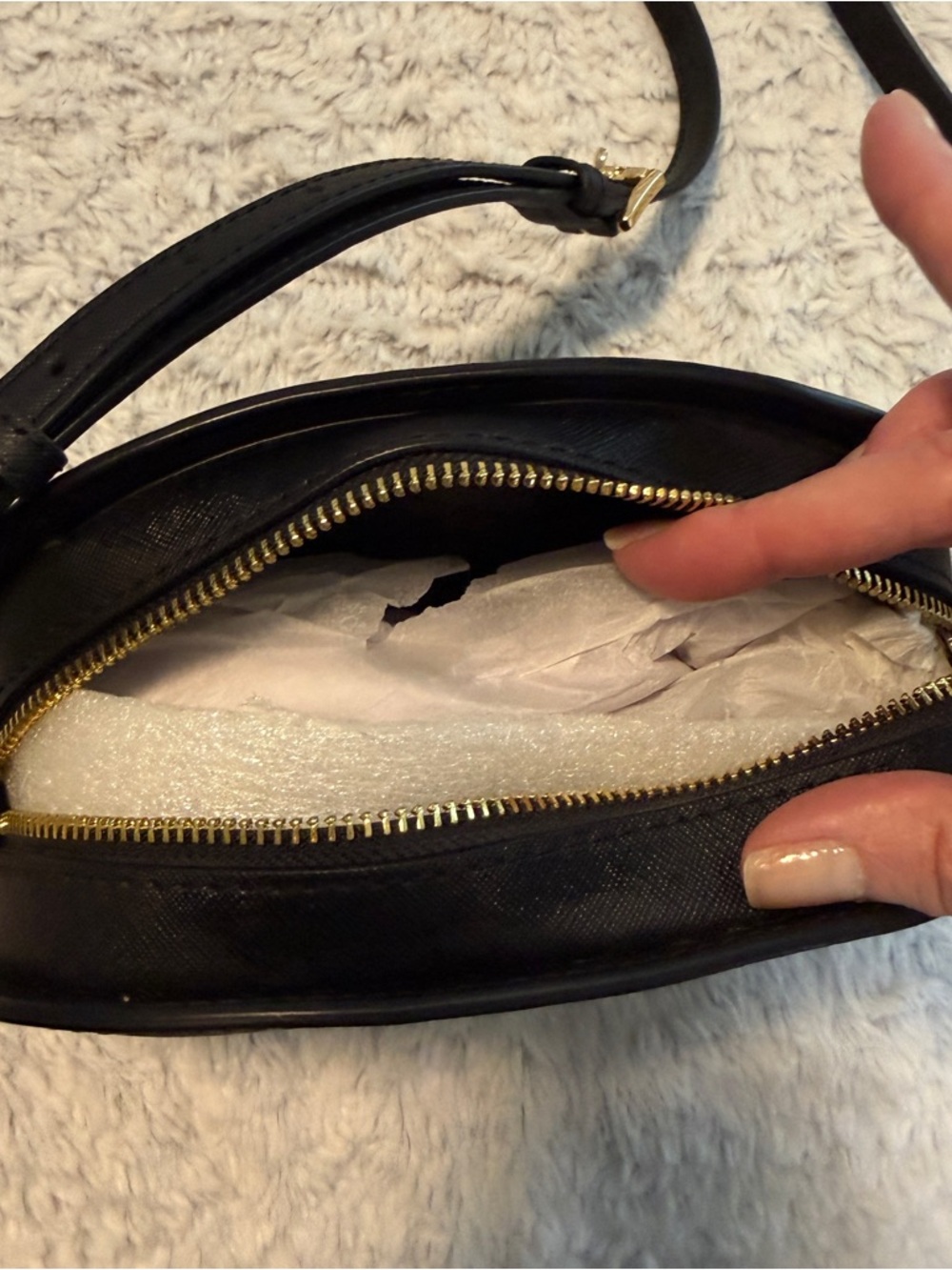 Michael Kors Black Saffiano Oval Crossbody with Gold Hardware - Picture 5 of 8